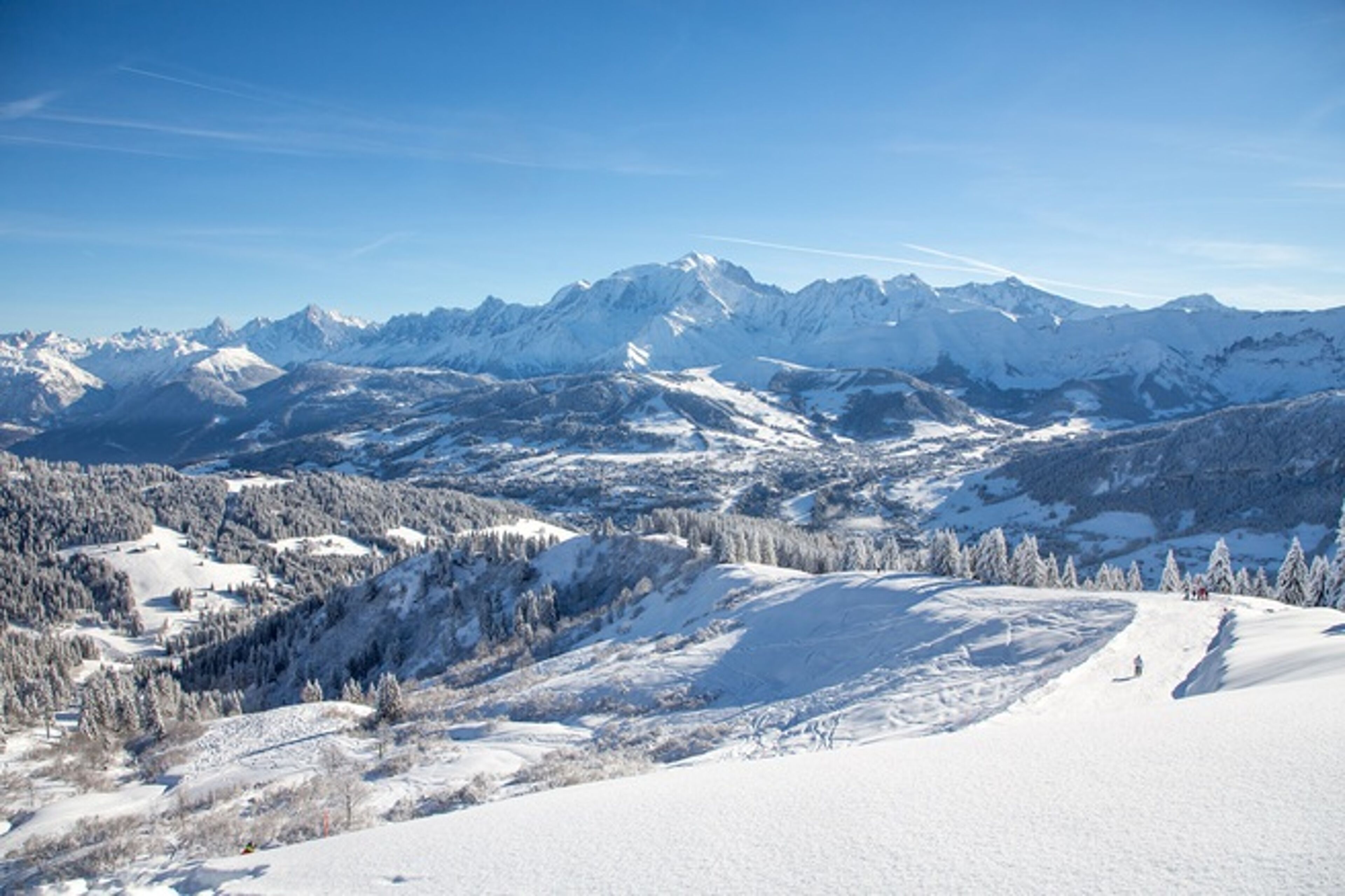Combloux piste vue Mont Blanc